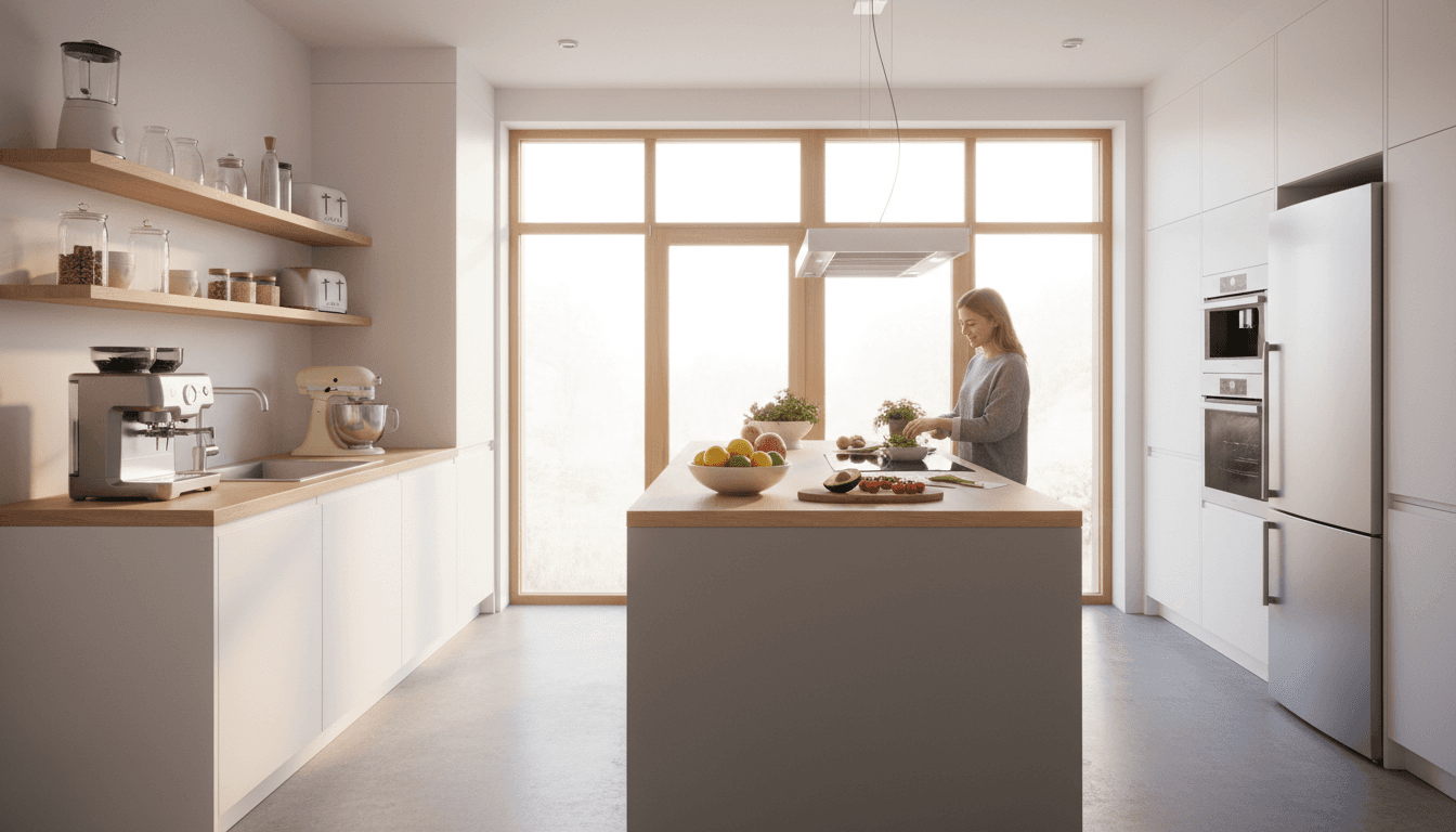 Homeowners admiring their newly renovated kitchen