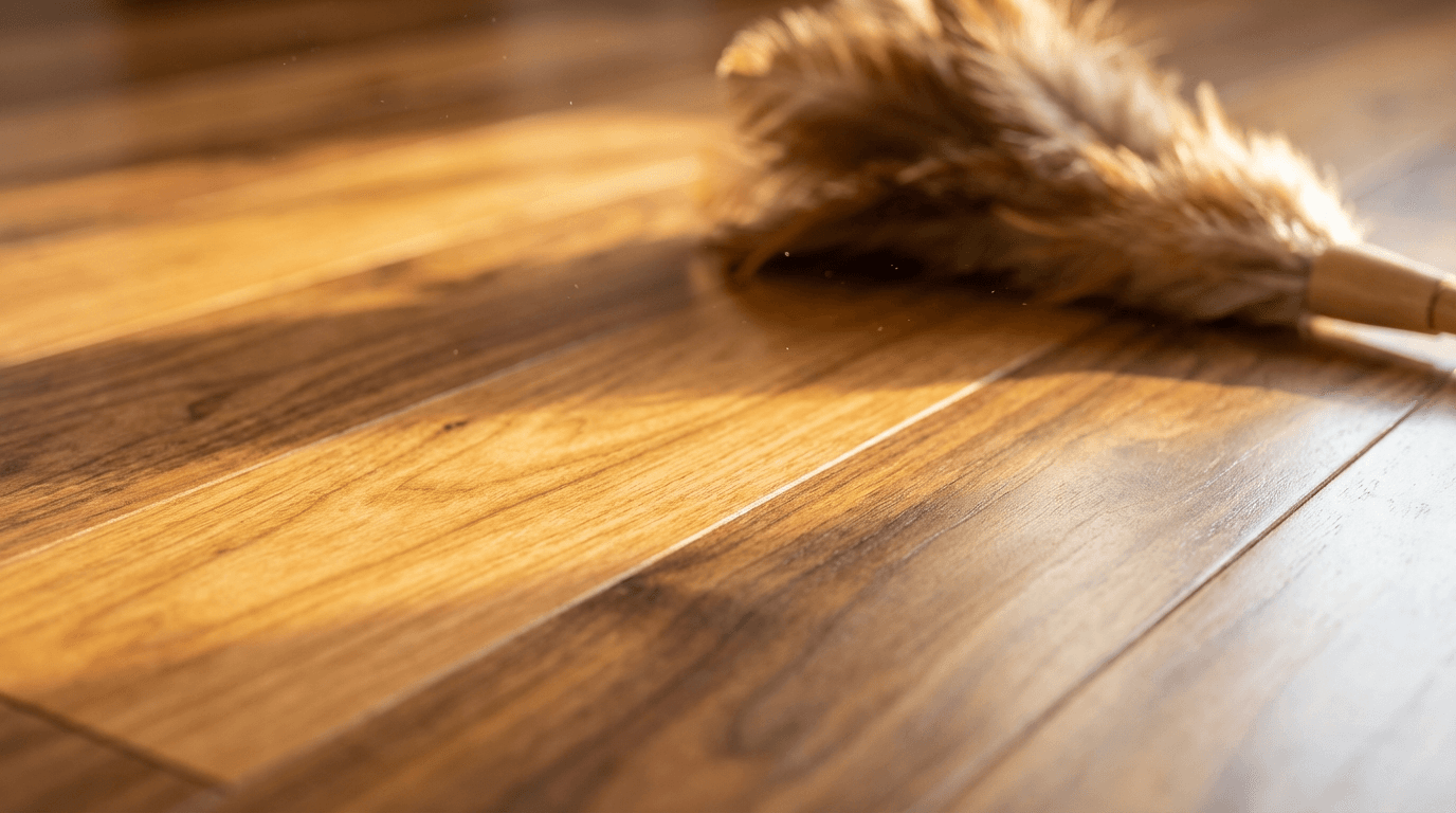 Refinished hardwood floors with warm finish and grain detail